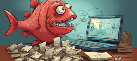 Illustration eines KMUs, das sich erfolgreich gegen Phishing-Angriffe verteidigt.